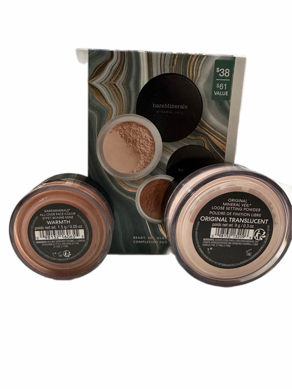 bareMinerals Ready, Set, Glow Complexion Duo Mineral Veil + Warmth Bronzer NWT